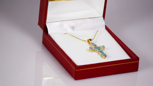 Swiss Blue Topaz Cross Pendant