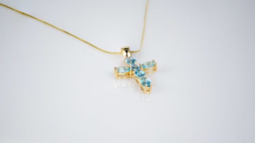 Swiss Blue Topaz Cross Pendant